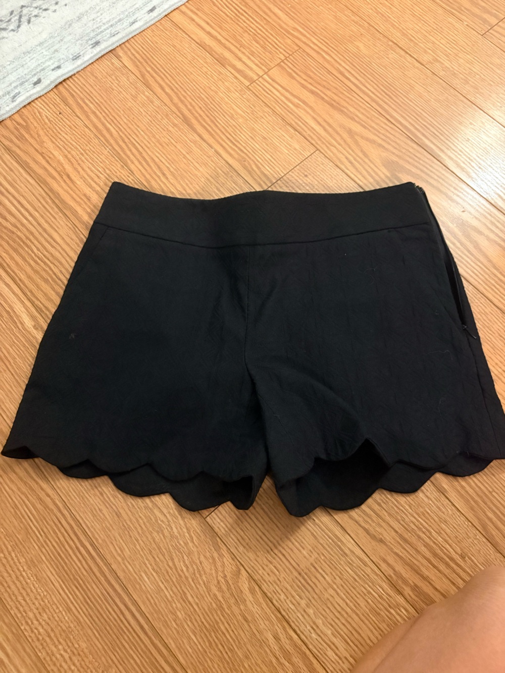 LOFT Black Scallop Hem Short